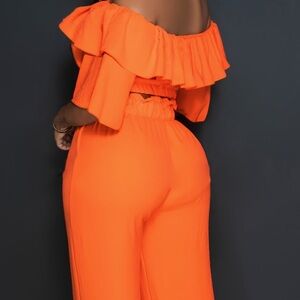 Linen Orange two piece pants set